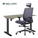Комплект мебели WellDesk cтол регулируемый, черный/ясень шимо + кресло BESTUHL J15