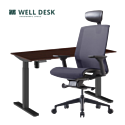 Комплект мебели WellDesk cтол регулируемый, черный/дуб стирлинг + кресло BESTUHL J15