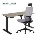 Комплект мебели WellDesk cтол регулируемый, черный/сосна натуральная + кресло Chair Meister Nature ll