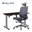 Комплект мебели WellDesk cтол регулируемый, серый/дуб стирлинг + кресло BESTUHL J15