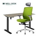 Комплект мебели WellDesk cтол регулируемый, черный/сосна натуральная + кресло BESTUHL J1