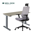 Комплект мебели WellDesk cтол регулируемый, серый/сосна натуральная + кресло Chair Meister Nature II
