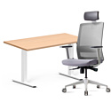 Комплект мебели Fit Focus cтол регулируемый, белый, акация лэйклэнд светлая + кресло BESTUHL S30