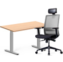 Комплект мебели Fit Focus cтол регулируемый, серый, сосна аланд полярная + кресло BESTUHL S30