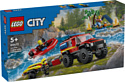 LEGO, Дания Конструктор LEGO City 60412: Пожарная машина 4x4 со спасительным катером, 60412